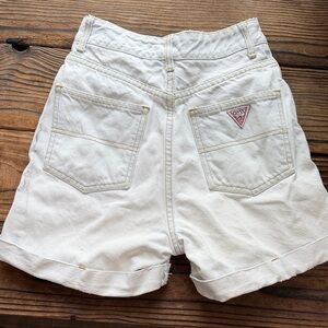 Vintage Guess Whitewashed Cuffed High Rise Jean Shorts